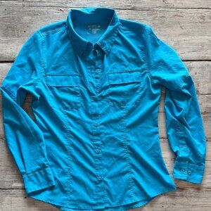 Bright Blue Button-Up Shirt 🎣 fishing or sun shirt. Lightweight